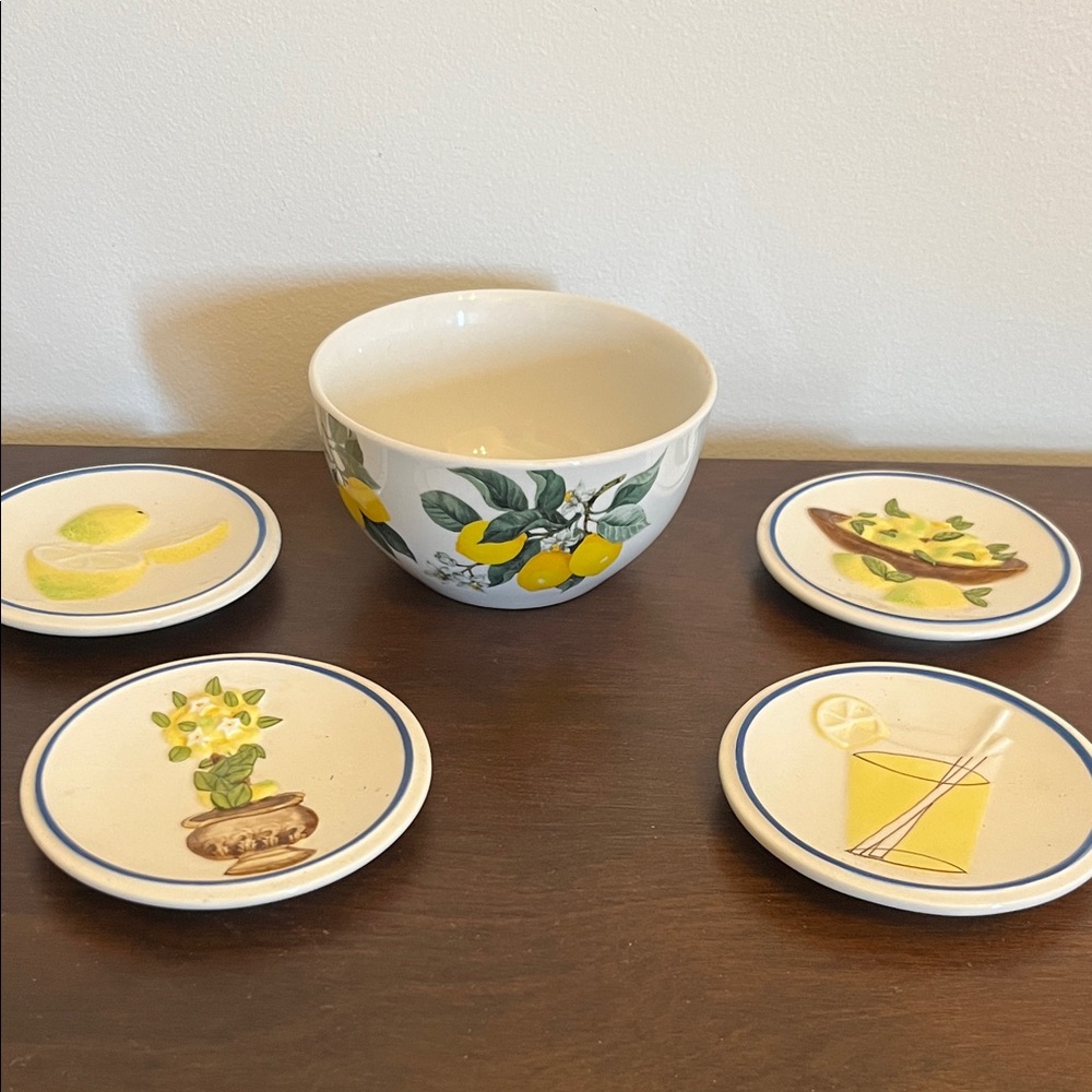 Mizuno Lemon Motif Bowl and Coaster Set